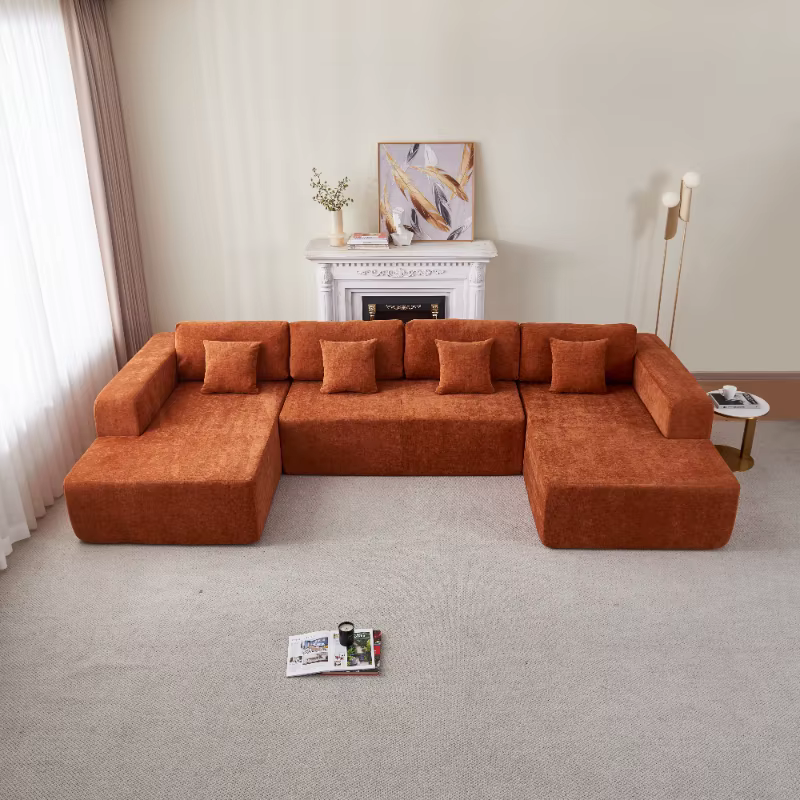 High Density Foam U L Shaped Sectional Sofa Bed Set — image 2