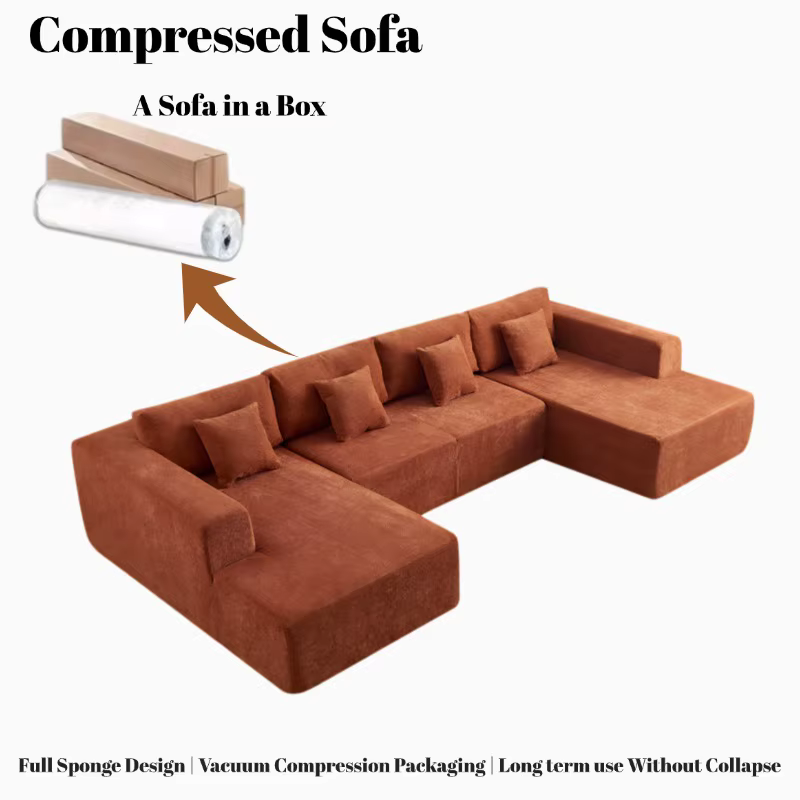 High Density Foam U L Shaped Sectional Sofa Bed Set — image 3