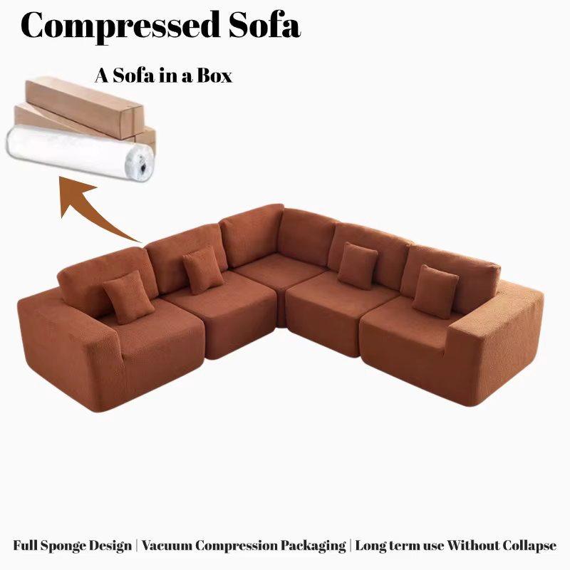 High Density Foam U L Shaped Sectional Sofa Bed Set — image 6