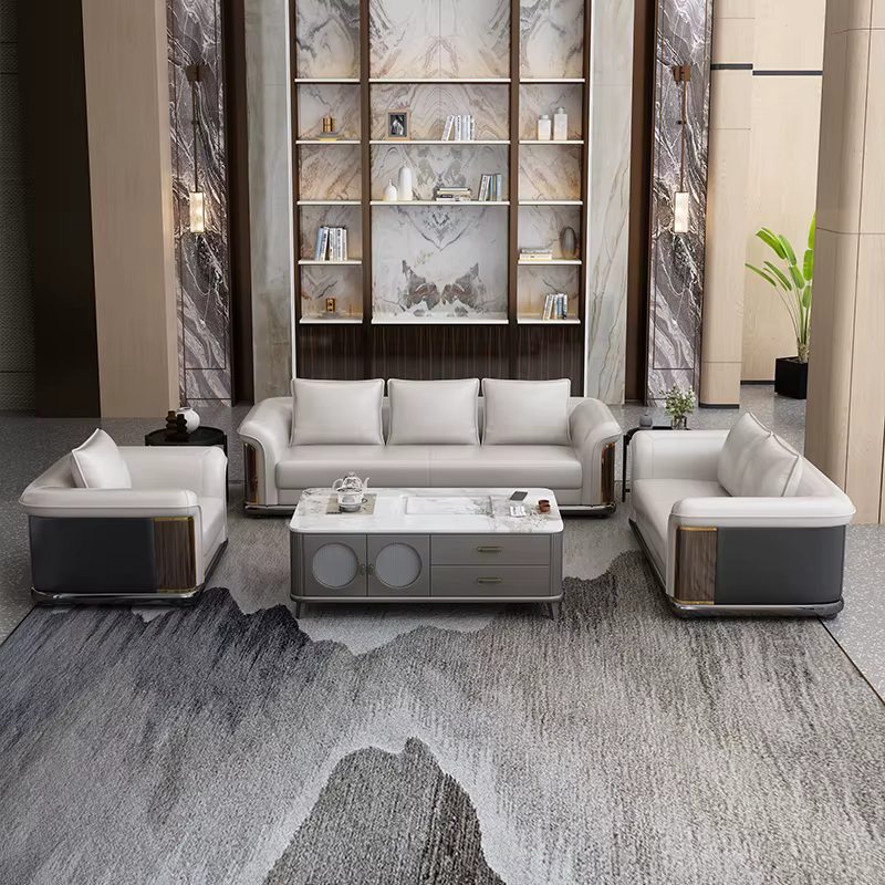 Furnistyle Foshan Luxury Italian Design Living Room Leather Sofa Set — image 2