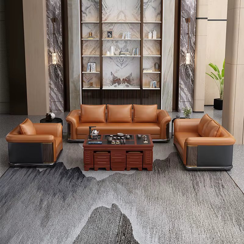Furnistyle Foshan Luxury Italian Design Living Room Leather Sofa Set — image 4