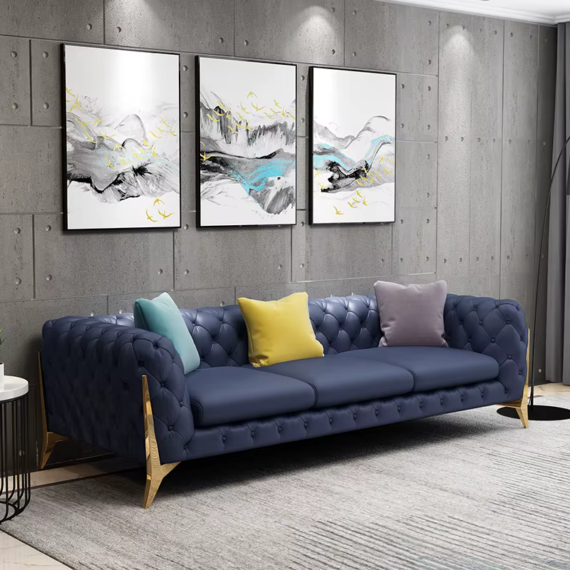 Furnistyle Chesterfield Leather Velvet Sofa Set — image 3