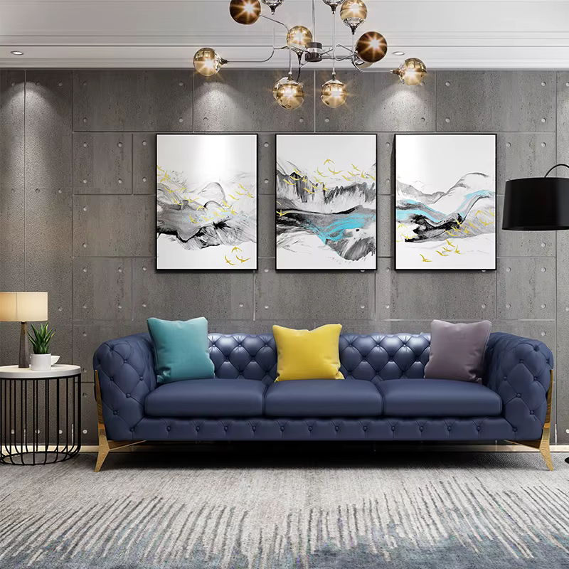 Furnistyle Chesterfield Leather Velvet Sofa Set — image 4