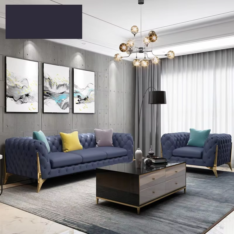 Furnistyle Chesterfield Leather Velvet Sofa Set — image 5