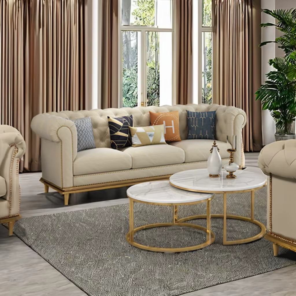 Luxury Contemporary Sectional Corner Fabric Sofa Set — image 3