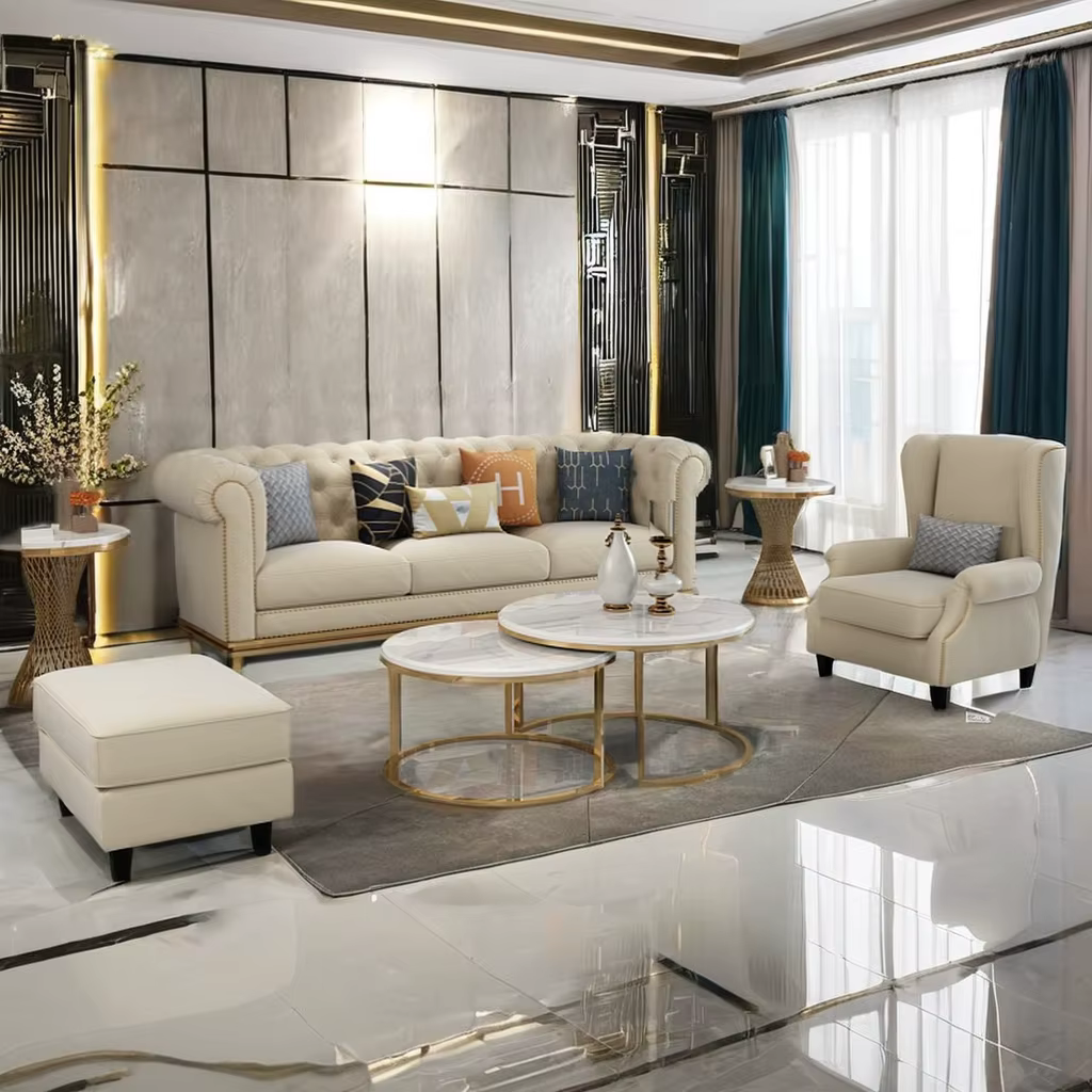 Luxury Contemporary Sectional Corner Fabric Sofa Set — image 5