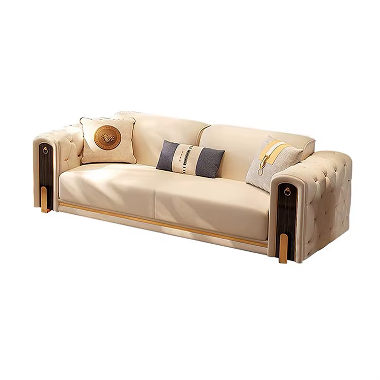 2024 Luxury Solid Wood Frame Chesterfield Leather Sofa — image 6