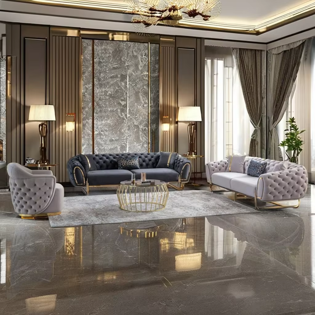 Turkish Luxury Velvet Fabric Sofa Set — image 2