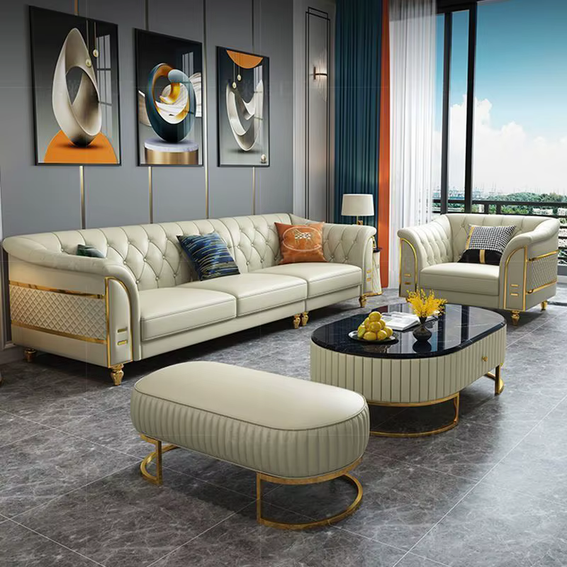 Modern Leather Chesterfield Sofa Royal Luxury 1+2+3 Seater Reclining — image 2