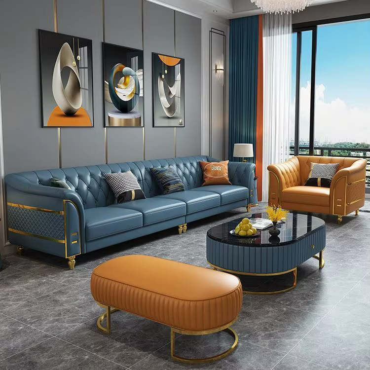 Modern Leather Chesterfield Sofa Royal Luxury 1+2+3 Seater Reclining — image 3