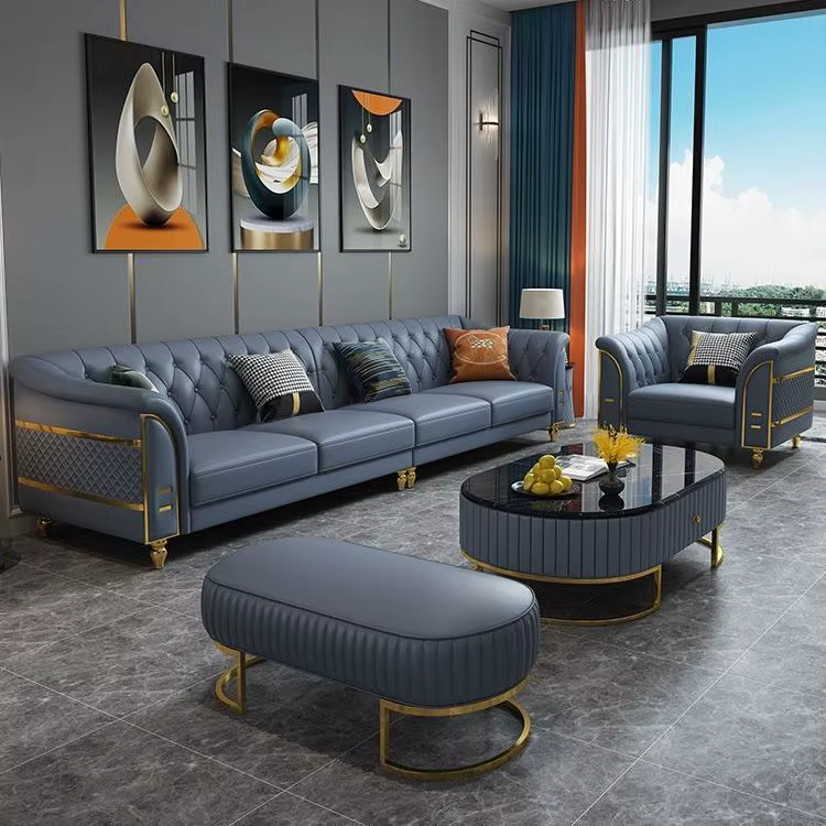 Modern Leather Chesterfield Sofa Royal Luxury 1+2+3 Seater Reclining — image 4