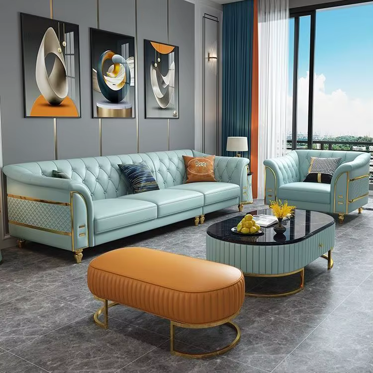 Modern Leather Chesterfield Sofa Royal Luxury 1+2+3 Seater Reclining — image 5