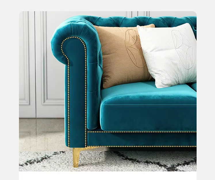 Furnistyle Modern Velvet Fabric Tufted Section Sofa Set — image 5