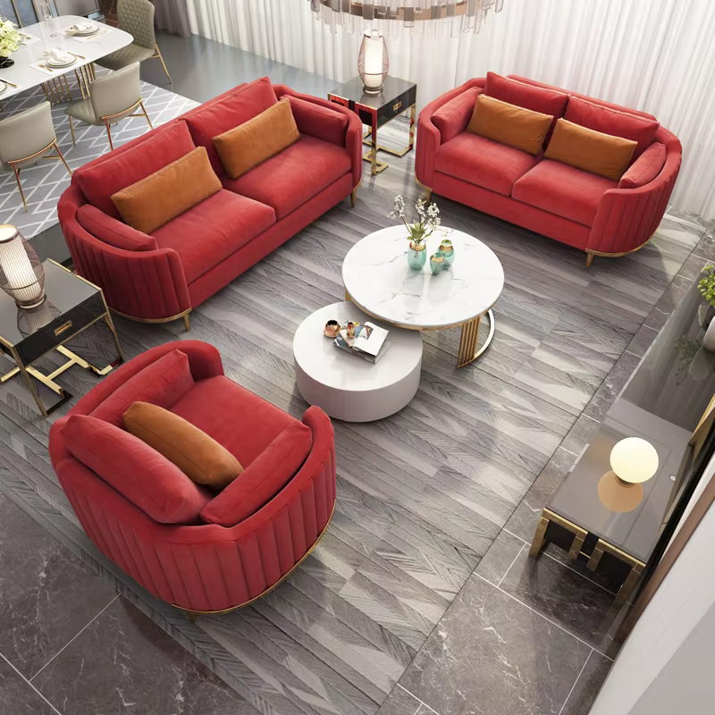 Furnistyle Modern Living Room Upholstery Velvet Sofa Set — image 3