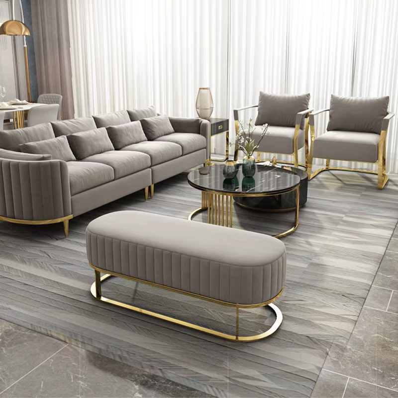 Furnistyle Modern Living Room Upholstery Velvet Sofa Set — image 4
