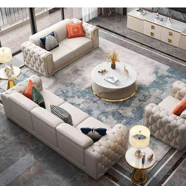 Transitional Design Luxury 1 2 3 Seater Chesterfield Sofa Set — image 3