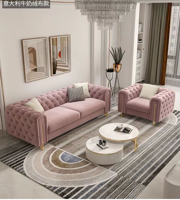 Modern Tufted Chesterfield Living Room Sofa Set — image 2