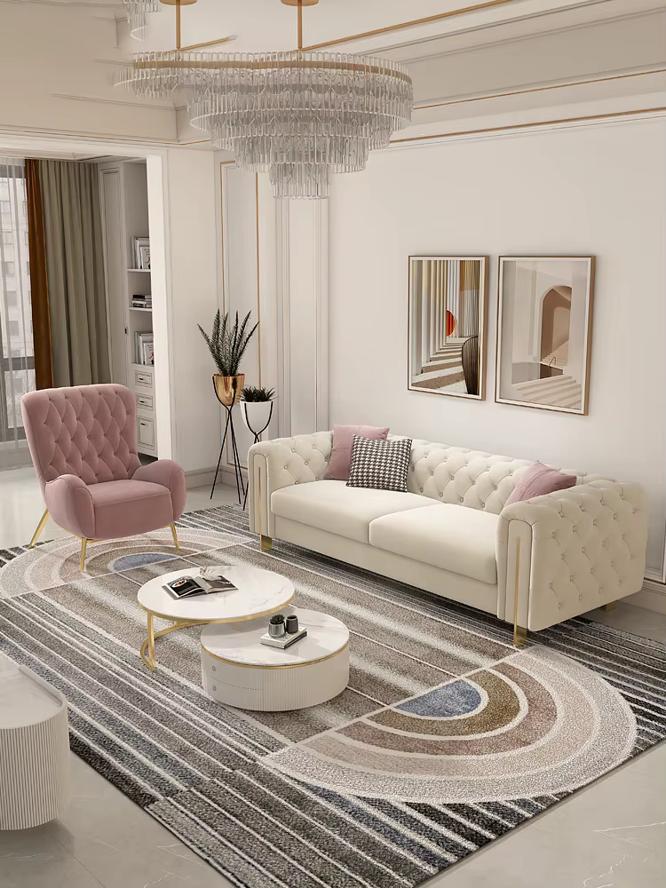 Modern Tufted Chesterfield Living Room Sofa Set — image 3