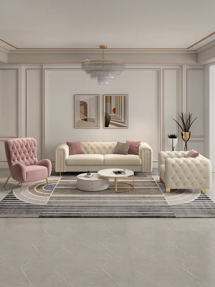 Modern Tufted Chesterfield Living Room Sofa Set — image 4