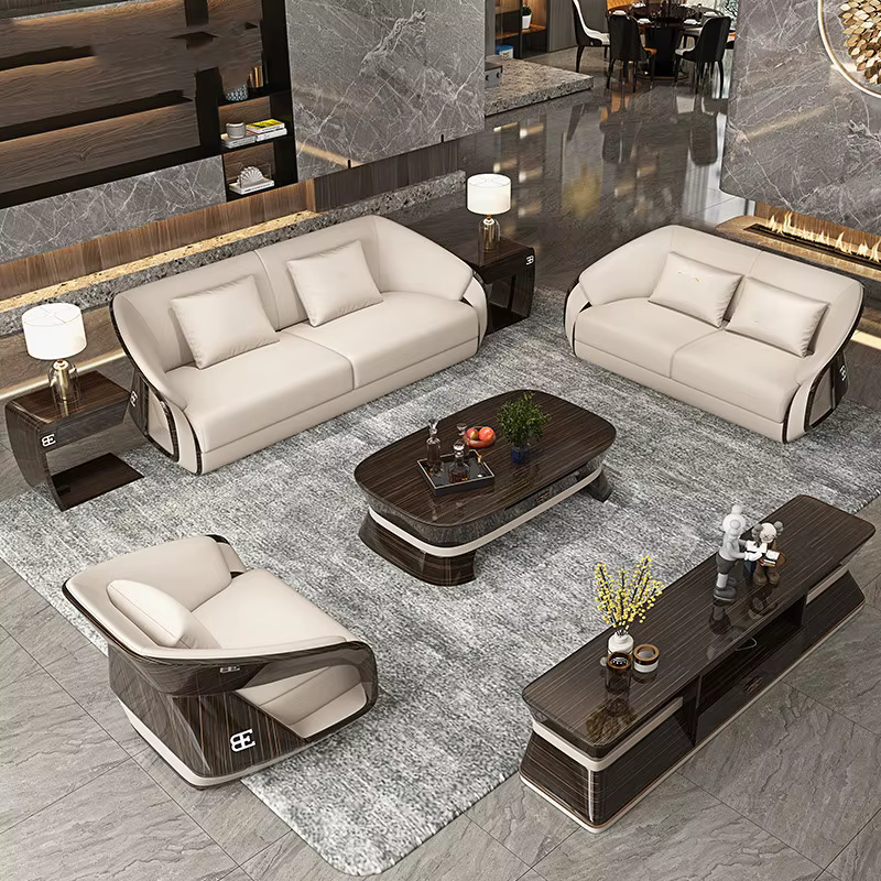 Modern Style Light Luxury Leather Couch Sectional Set — image 2