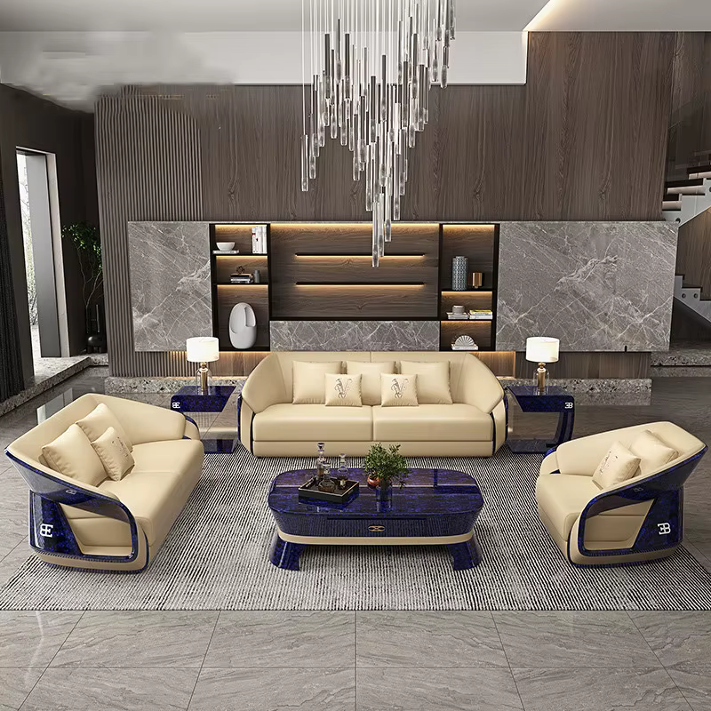Modern Style Light Luxury Leather Couch Sectional Set — image 4