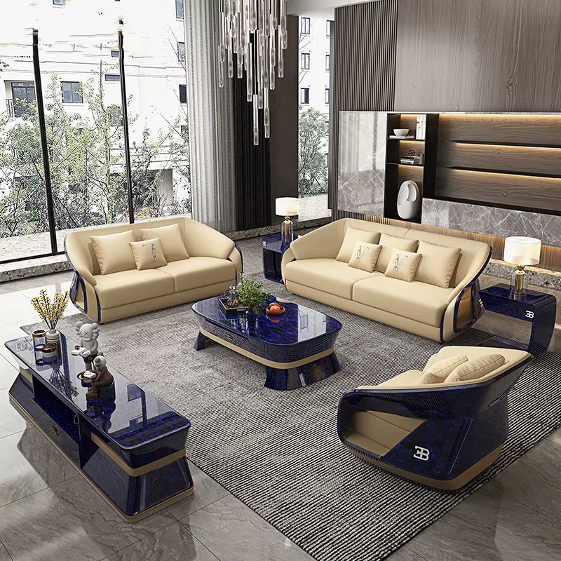 Modern Style Light Luxury Leather Couch Sectional Set — image 5