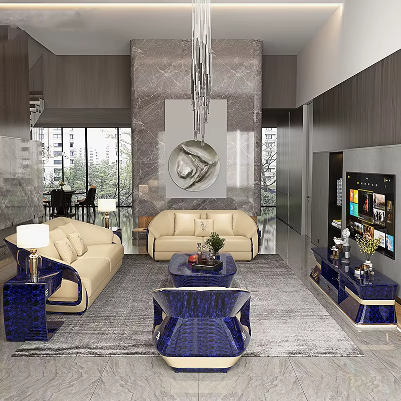 Modern Style Light Luxury Leather Couch Sectional Set — image 6