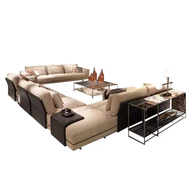 Furnistyle Modern Leather U-Shaped Sofa Set — image 5
