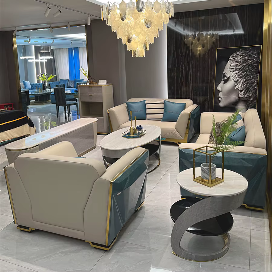 Luxury Genuine Leather Corner Sofa Set — image 2