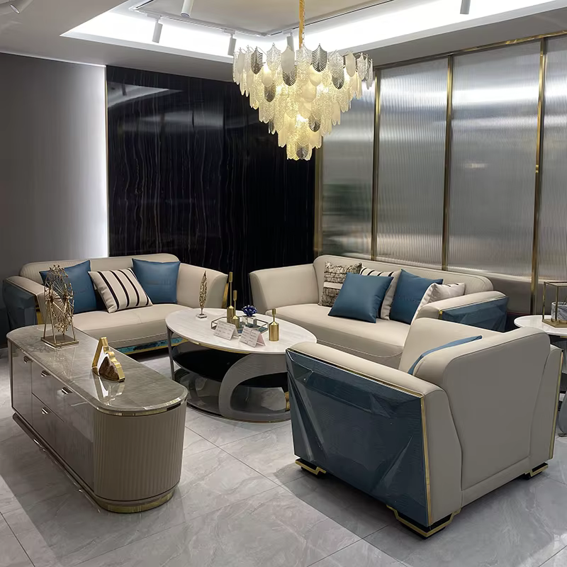 Luxury Genuine Leather Corner Sofa Set — image 3