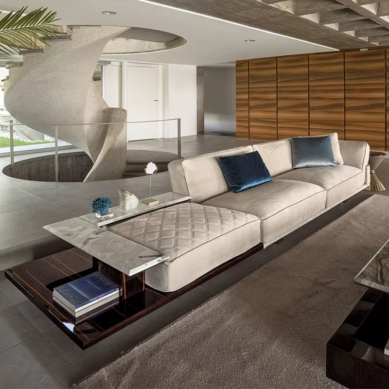 Furnistyle Italian Modern Corner Living Room Fabric Sofa — image 3