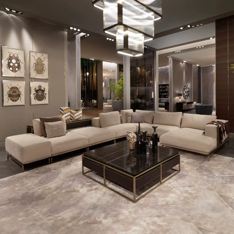 Furnistyle Custom Microfiber Leather Velvet L-Shape Sofa — image 4