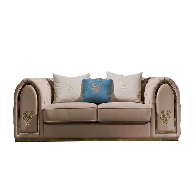 Furnistyle Modern Bottom Tufted Leather Sectional Sofa — image 5