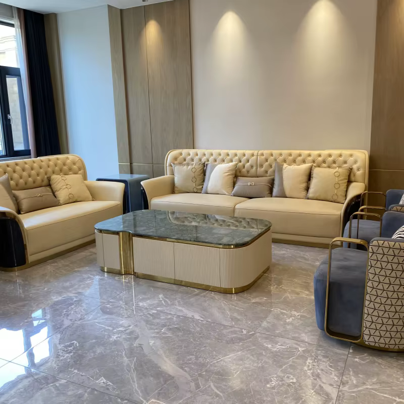 Furnistyle Genuine Leather U-Shaped Sectional Sofa Set — image 5