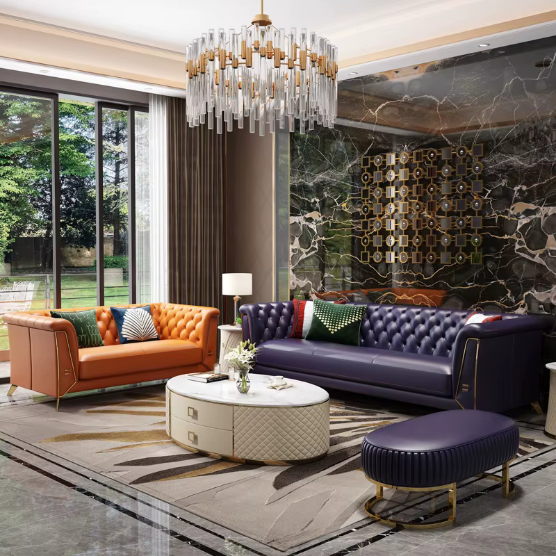 Furnistyle Italian White Leather Sofas Luxury Modern Chaise Lounge Set — image 5