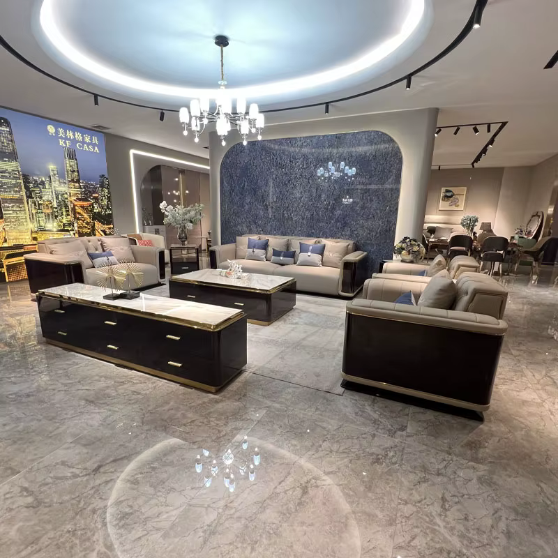 Furnistyle High Quality Luxury Leather Classic Sofa Set — image 2