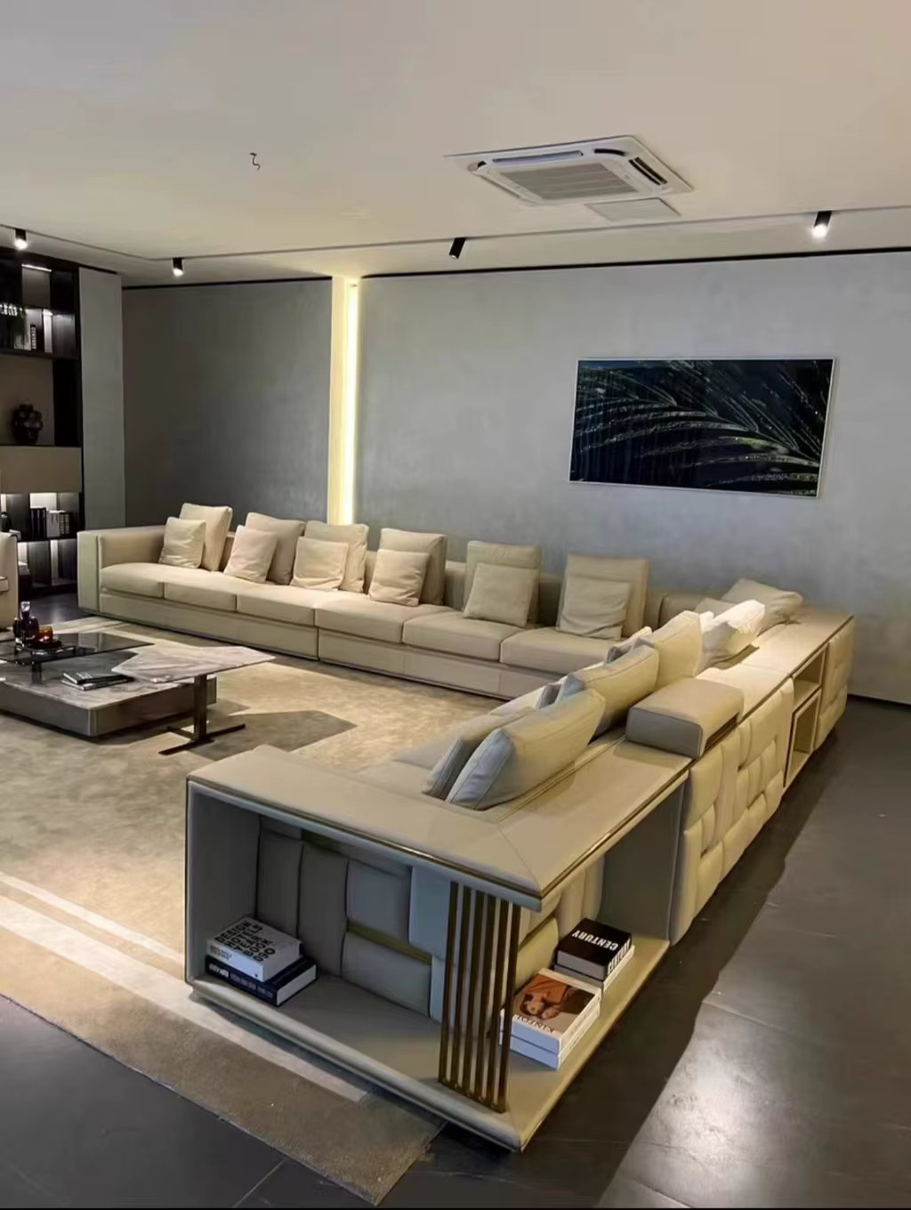 Furnistyle Italian High-End Luxury Villa Design Premium Living Room Leather Couch Set L-Shaped Sofa — image 3