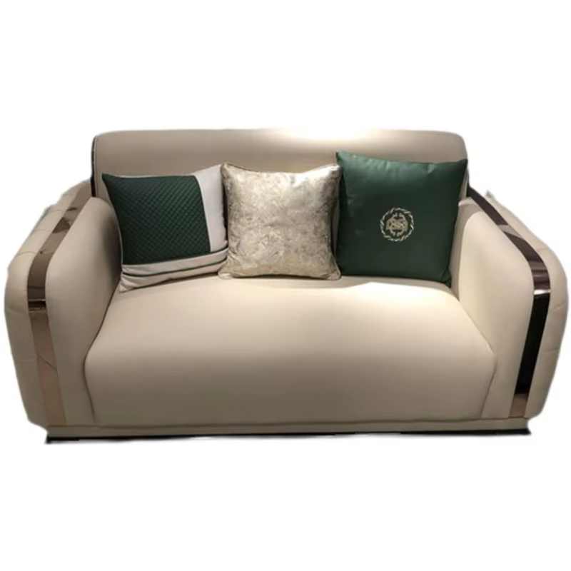 Furnistyle High Quality Italian Green Nubuck Sofa Luxury Leather Living Room Sofa Set — image 5