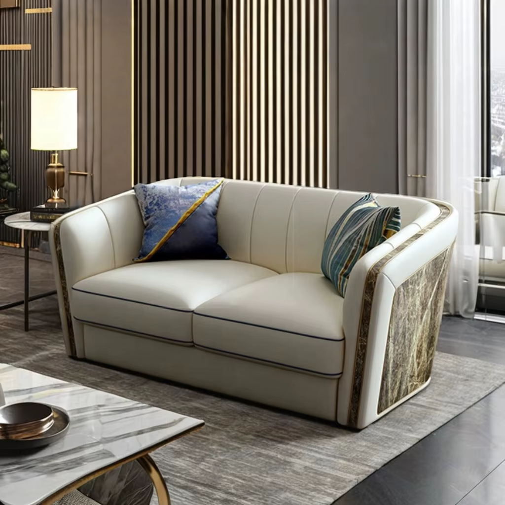 Furnistyle Italian Genuine Real Leather Modern Luxury Sofa Set — image 3
