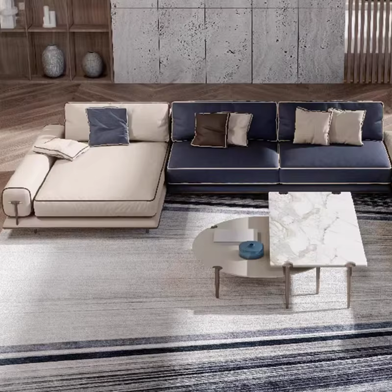 Furnistyle L Shape Leather Modern Corner Sofa Set — image 2