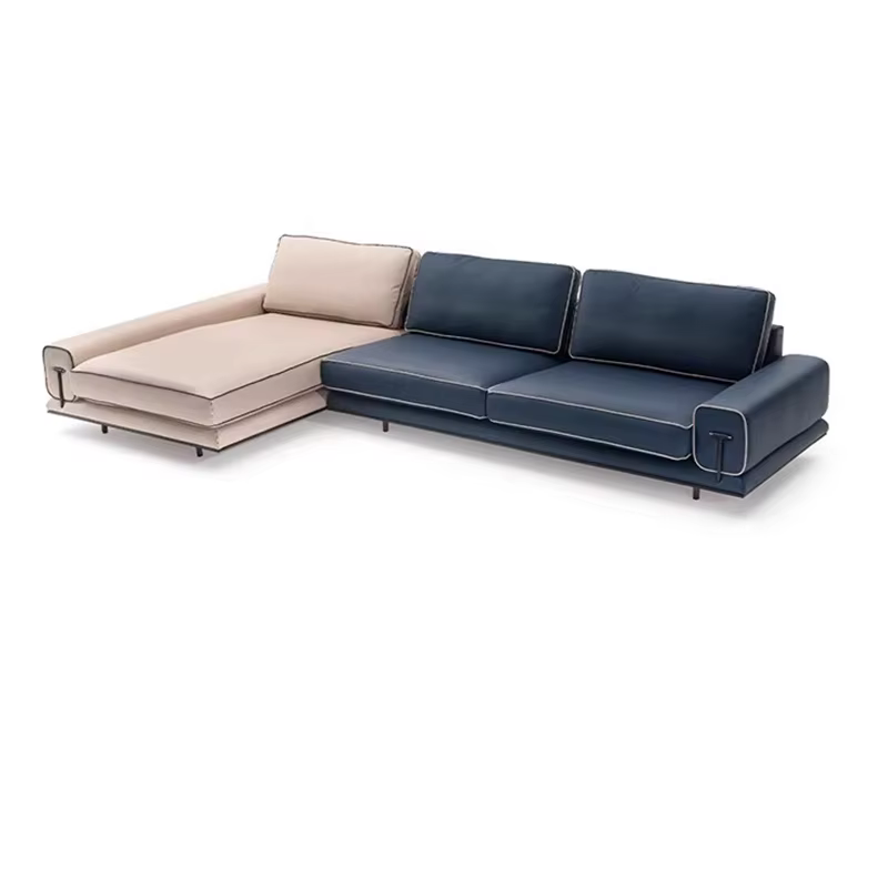 Furnistyle L Shape Leather Modern Corner Sofa Set — image 5