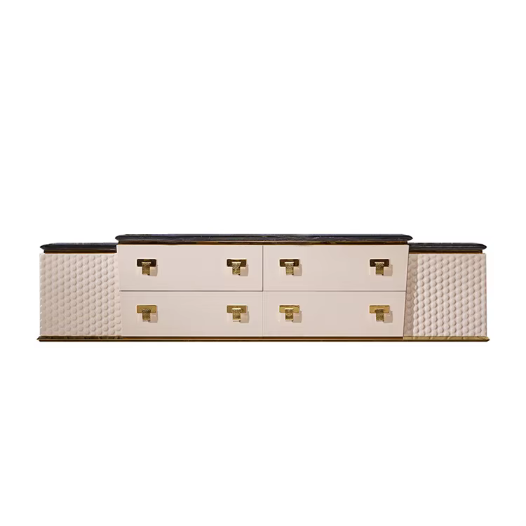Gloss Floating Simple TV Stand Small House Type Wood Metal TV Unit Cabinet with Drawer — image 2