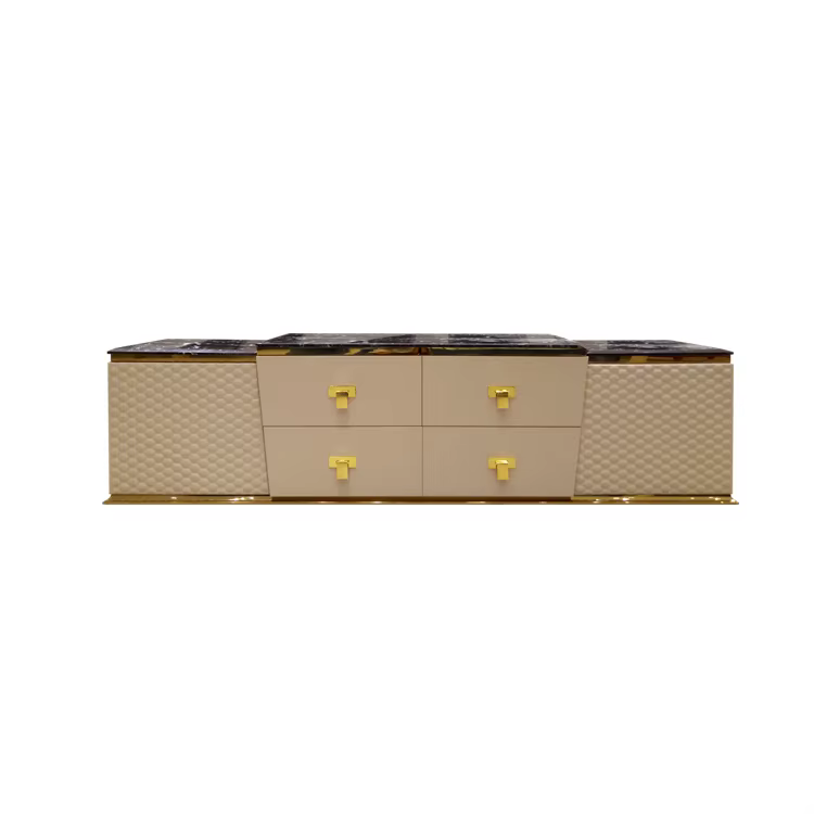 Gloss Floating Simple TV Stand Small House Type Wood Metal TV Unit Cabinet with Drawer — image 3
