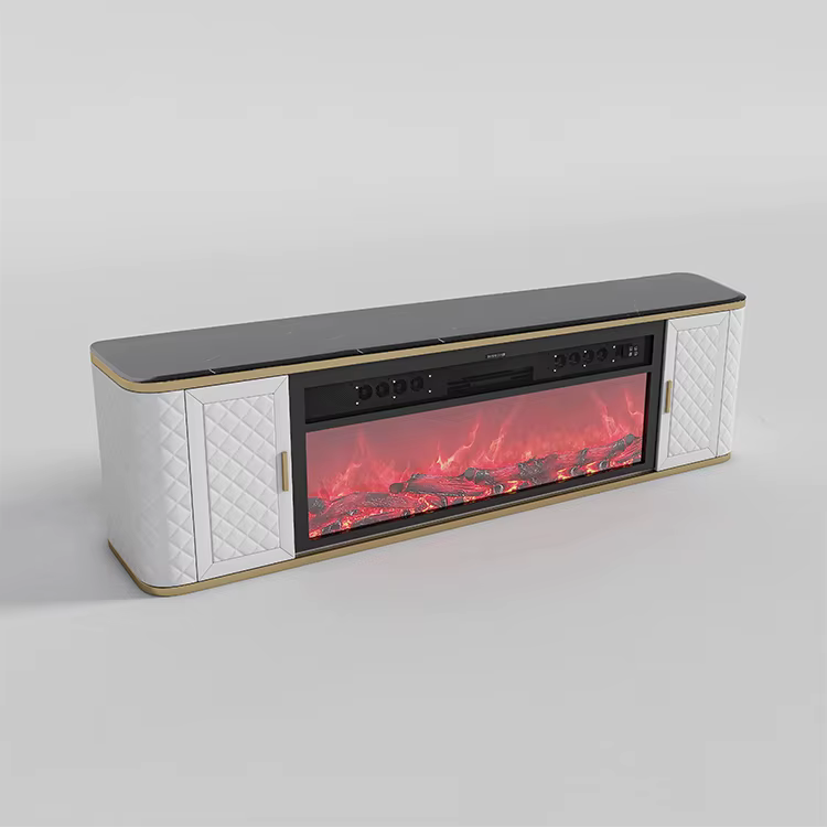 Patented Marble Top Cabinet Living Room Storage Furniture Electric Fireplace Music Remote Control Smart TV Stand — image 5