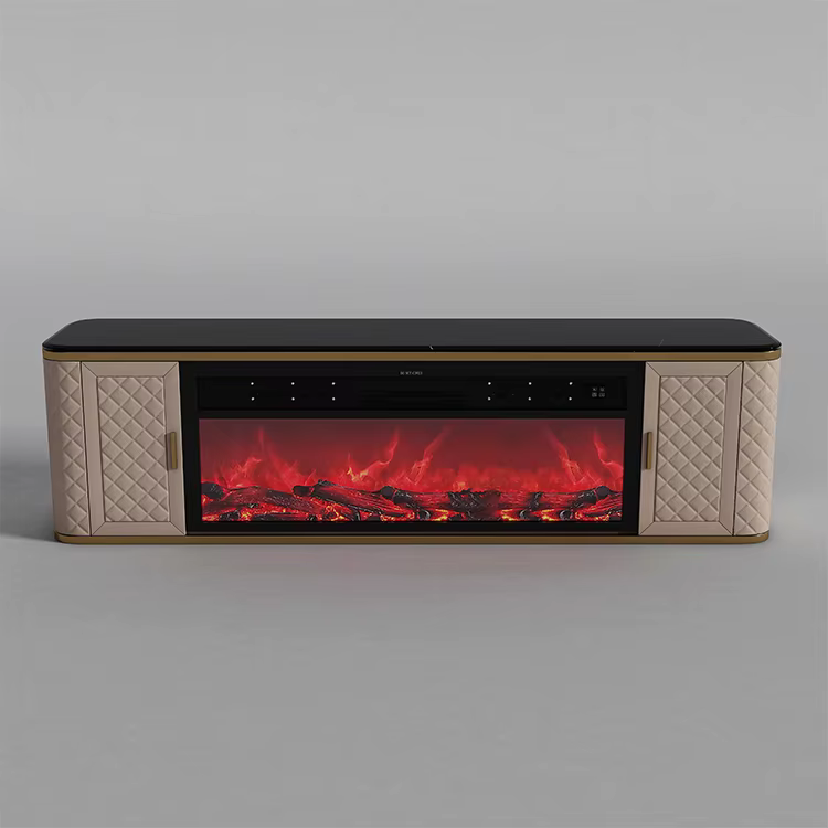 Luxury Living Room Fireplace TV Stand with Smart Music and Marble Top — image 3