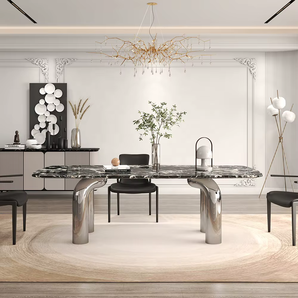 Standard Height Rectangular Hardwood Solid Wood Dining Table — image 2