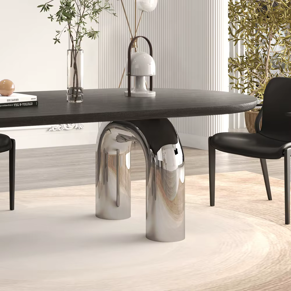 Standard Height Rectangular Hardwood Solid Wood Dining Table — image 3
