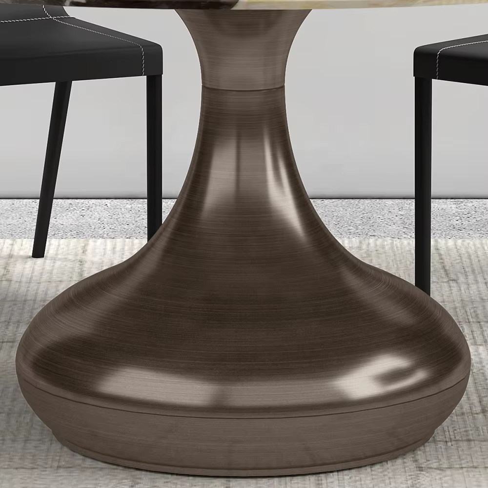 Teardrop Shaped Grey Steel Pedestal Base Dinette Set with Lazy Susan — image 4