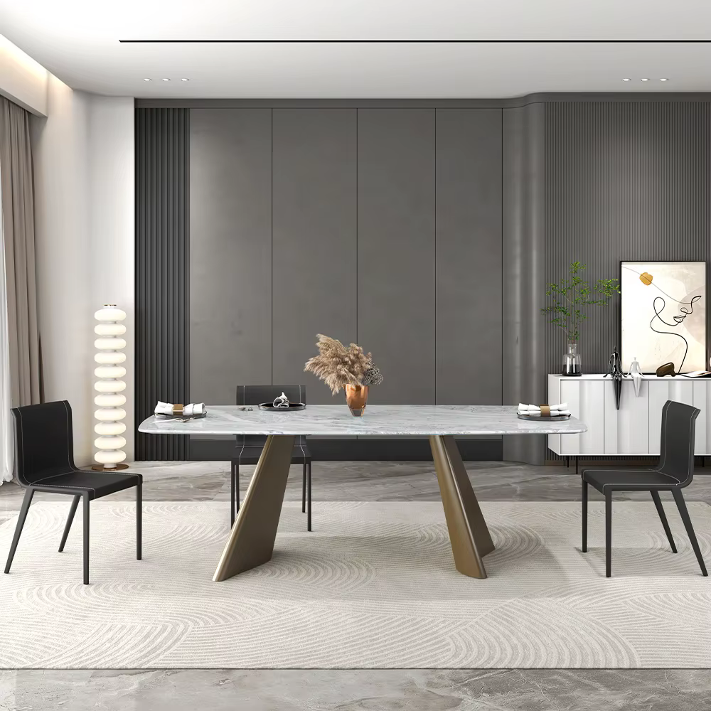 Meridian 3 Meter Dining Table with Gold Base and 12 Chairs — image 2