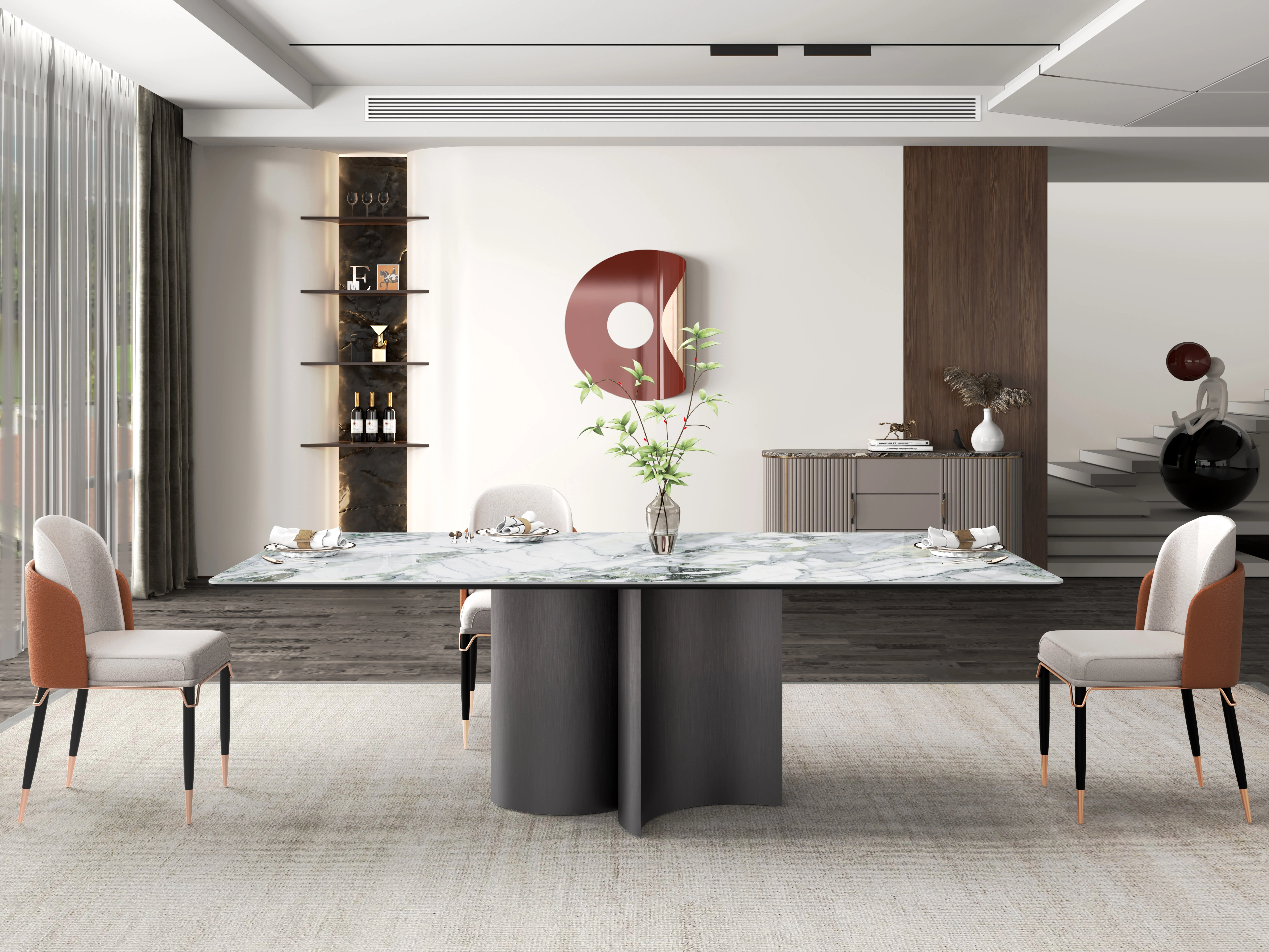 Luxury Nordic 4-Seater Square Dining Table and Chairs Set — image 4